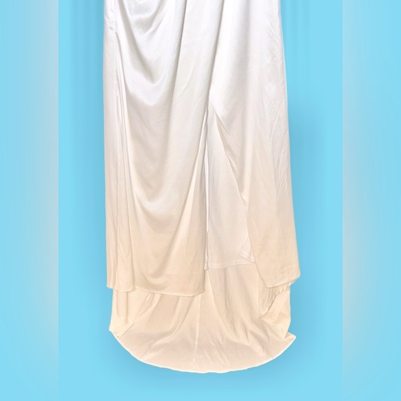 NWT Lulus Heidy White Satin Beaded Strapless Maxi Dress, Size Medium - Picture 9 of 15